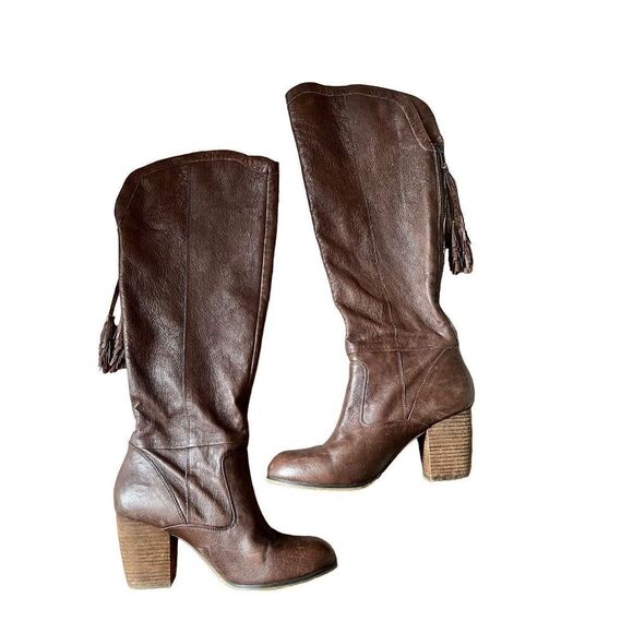 STEVE MADDEN Turnerr Brown Leather High Heeled Boot size 8.5 - Picture 2 of 15